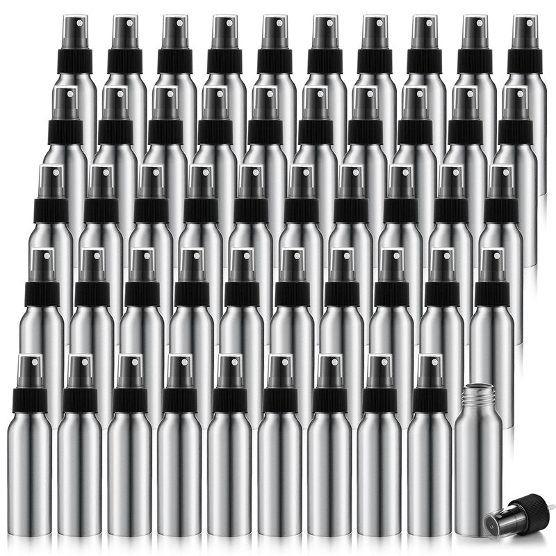 Tessco 2.7oz/ 80ml Aluminum Fine Mist Spray Bottles Reusable Metal Atomizer Bottles Fine Mist Sprayer Essential Oil Storage with Black Pump for Travel Cosmetic Perfume Toner Face Spray(30 Pcs)