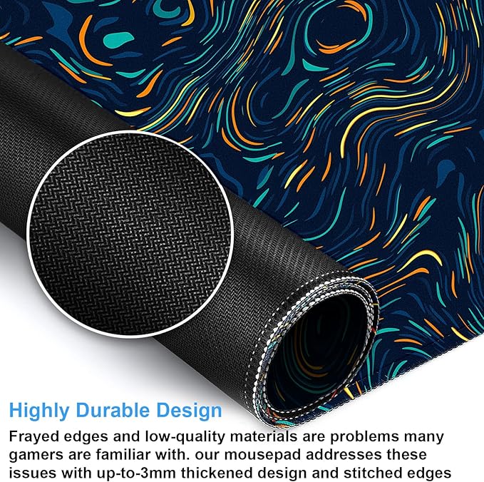 Abstract Swirl Desk Mat, XXL Large Gaming Mouse Pad