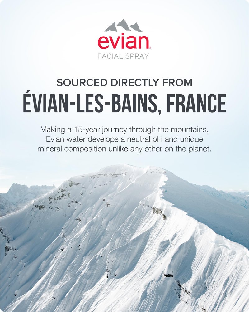 Evian Facial Spray 1.7 oz, Hydrating Mineral Water Mist for Face & Skin, Refreshes Makeup and Tones Skin, TSA-Approved Mini Facial Spray to Hydrate and Support On-the-Go Skincare