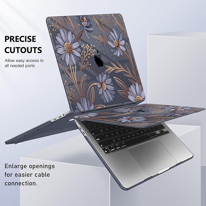 Lepeoac for MacBook Pro 16 inch Case 2019 2020 Release Model A2141, Plastic Hard Shell Cover with Keyboard Cover & Screen Protector for MacBook Pro 16 inch with Touch Bar & Touch ID - Blooming Plants