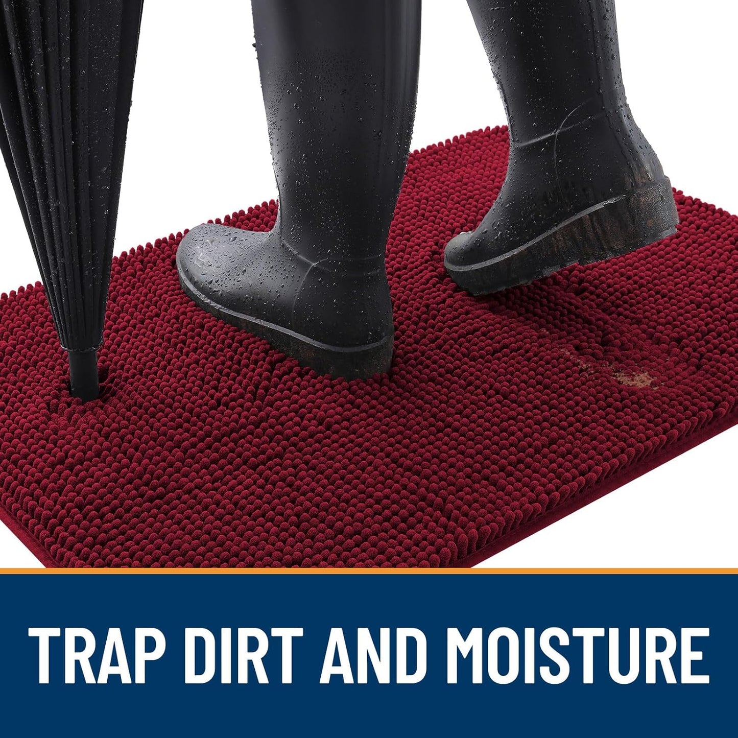 OLANLY Dog Door Mat - Absorbent Non-Slip Mud Mat for Indoor Entryway | 44x32, Burgundy, Quick Dry Chenille