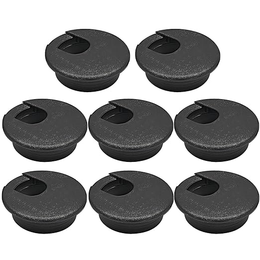 BOPOREAE Desk Grommet 1-3/8" (35 mm), Desk Cord Hole Cover, Cable Grommet ABS Plastic, Desk Hole Grommet for Office and Home Table Cable, Detachable Cable Cord Organizer (Black 8 Pcs)