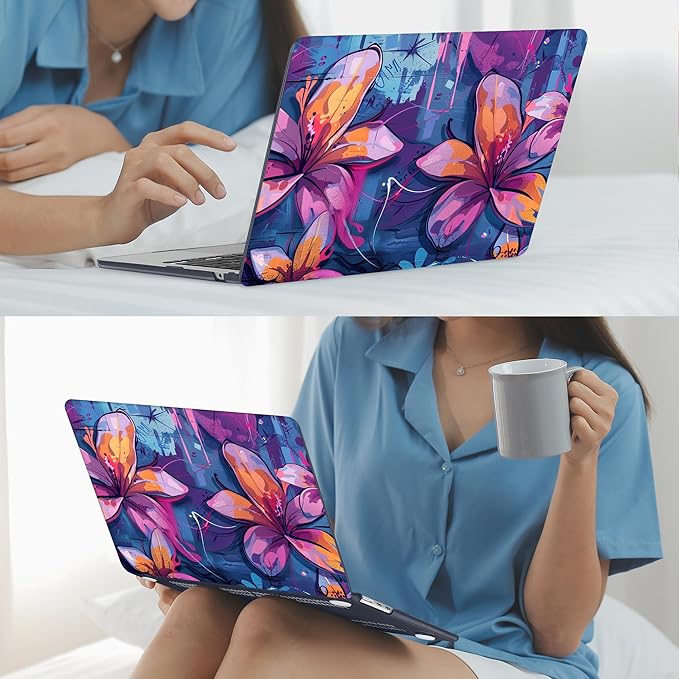 Mektron for 2026 MacBook Air 13-inch M5 Laptop Case A3449 with 13.6-inch Liquid Retina Display Fits 2025 A3240 M4 2024 A3113 M3 2023 A2681 M2 Printed Hard Shell for MacBook Air 13.6", Graffiti Flower