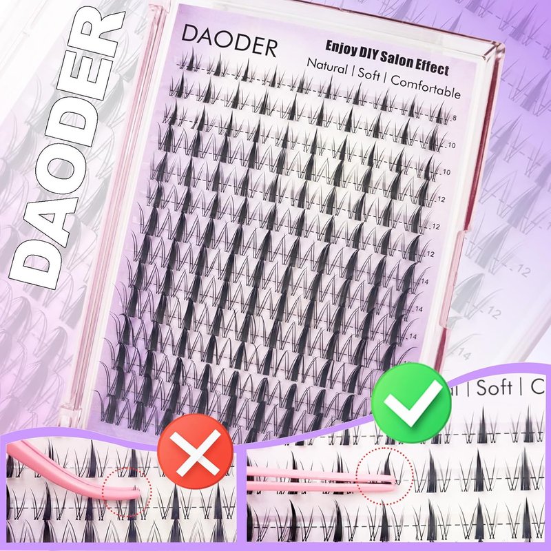Spiky Lash Clusters - Natural Anime Manga Eyelash Extensions | D Curl, 140pcs, 8-18MM, Reusable