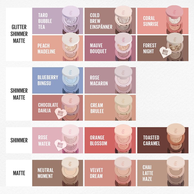 Kaja Beauty Bento Collection | Glitter + Shimmer + Matte | 20 Taro Bubble Tea - Mute Lavender | 2019 Best of Beauty Award in Glitter