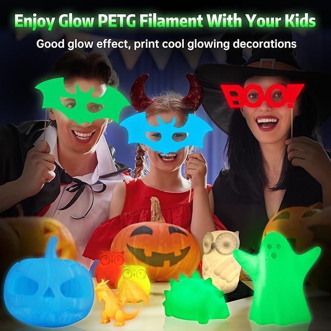 SUNLU 4KG PETG Glow in Dark Filament Bundle,Luminous PETG 3D Printer Filament 1.75mm,Dimensional Accuracy +/- 0.02mm,4kg in Total,1kg per Spool,(White,Glow Blue/White,Glow Green/Glow Blue/Glow Red).