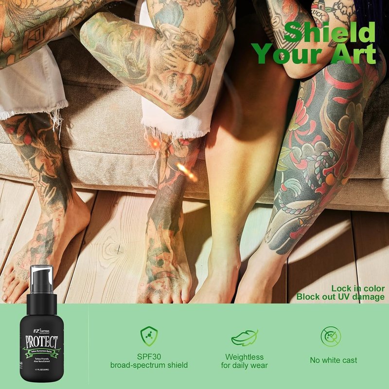 Tattoo Aftercare Kit - 1.7oz Cream & Sunscreen SPF 30 | Natural Healing & Protection Bundle