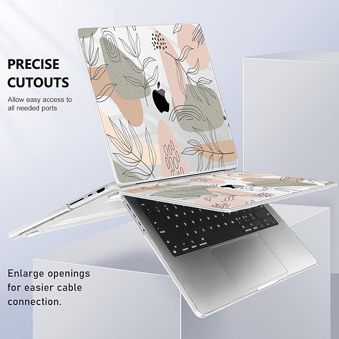 Lepeoac for MacBook Pro 16 inch Case M1 M2 M3 M4 M5 Pro/Max with Liquid Retina XDR, Release 2021-2025 2026 A3429 A3428, Hard Shell Case with Screen Protector & Keyboard Cover, Tropical Leaves