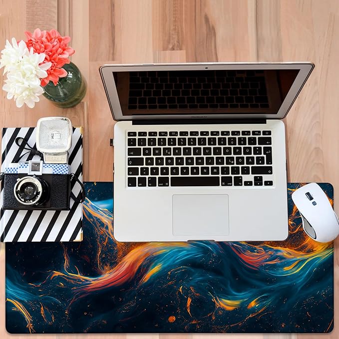 NITAHHHY Gaming Desk Pad Large Extra Length Abstract Colorful Art Mouse Pad Keyboard Laptop Non-Slip Waterproof with Rubber Base Thick Stitched Edge Mouse Mat for Office Home 35.4 x 15.7 Inches