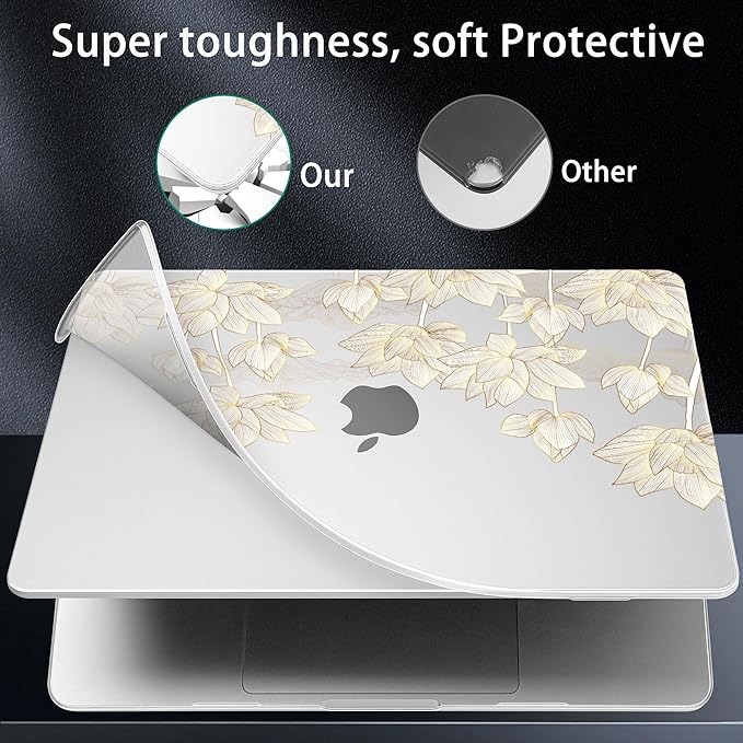 Lepeoac Case for MacBook Pro 16 inch Case 2026-2021 | M5 A3429 A3428 M4 M3 M2 M1 Pro/Max | Protective Hard Shell Laptop Cover with Screen Protector & Keyboard Cover | Lotus