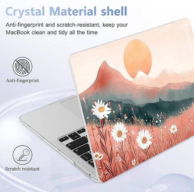 Lepeoac Case for MacBook Pro 13 inch Case M2 2022-2016 A2338 M1 A2251 A2289 A2159 A1989 A1708 A1706, Plastic Hard Shell + Keyboard Cover + Dust Plug, Mountains