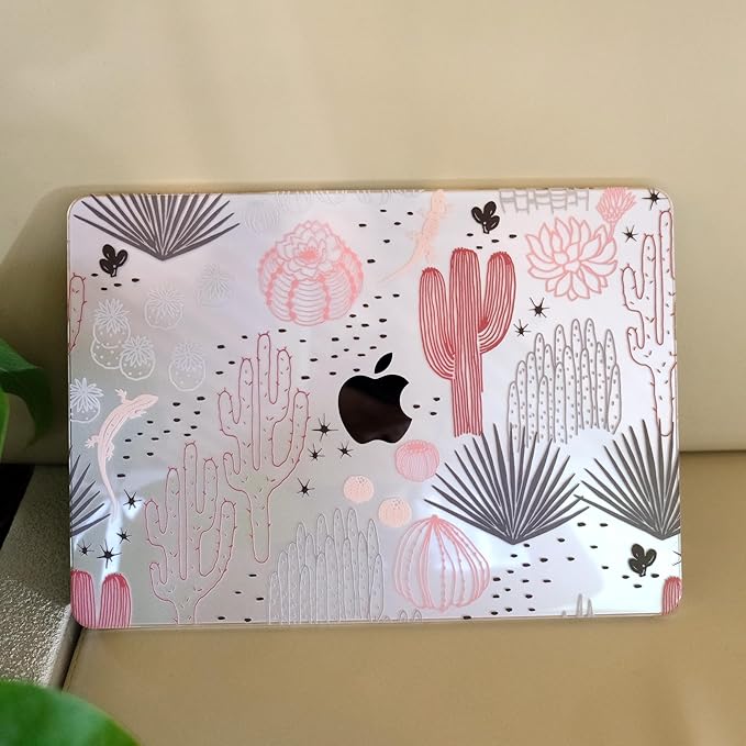 MEEgoodo for MacBook Air 13 inch Case 2021 2020 2019 2018 Released A2337 M1 A2179 A1932 with Touch ID, Plastic Hard Shell & Keyboard Cover Compatible with MacBook Air 13.3, Cacti