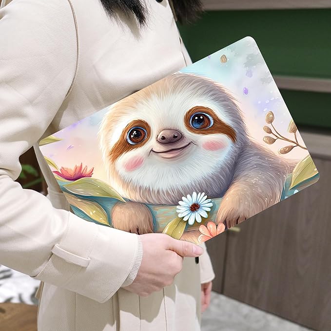 MEEgoodo for MacBook Air 13 inch Case 2021 2020 2019 2018 Released A2337 M1 A2179 A1932 with Touch ID, Plastic Hard Shell & Keyboard Cover Compatible 13.3, Smiling Sloth (A2337/A2179/A1932)