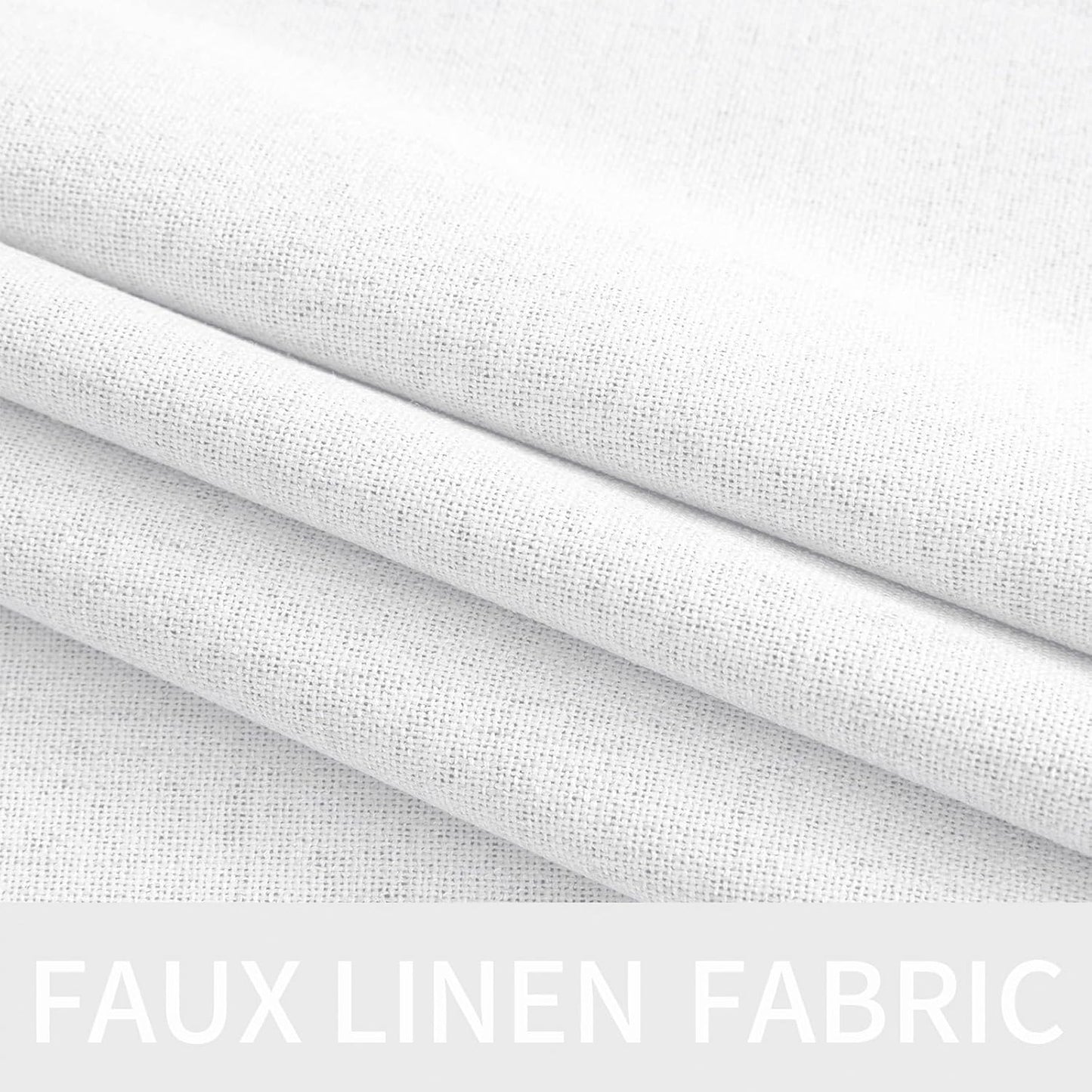 MIULEE Blackout Curtains - 100% Linen Textured Thermal Insulated Drapes | Bright White, 52 x 72 Inch (2 Panels)