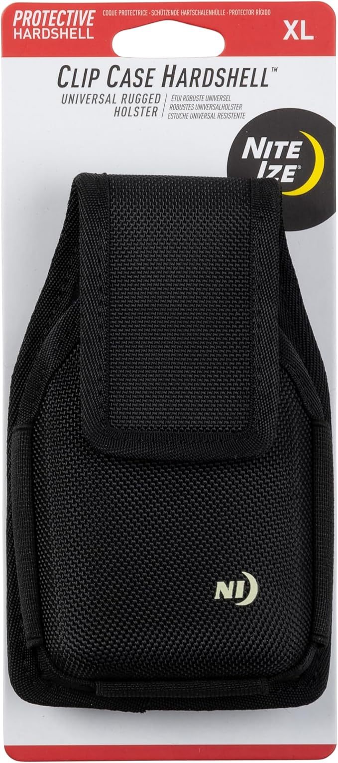 Nite Ize Clip Case Hardshell Universal Rugged Holster - Belt Clip Phone Case for Easy Access - Heavy Duty & Protective - Multi-Purpose - Durable Design - Hardshell Vertical, XL