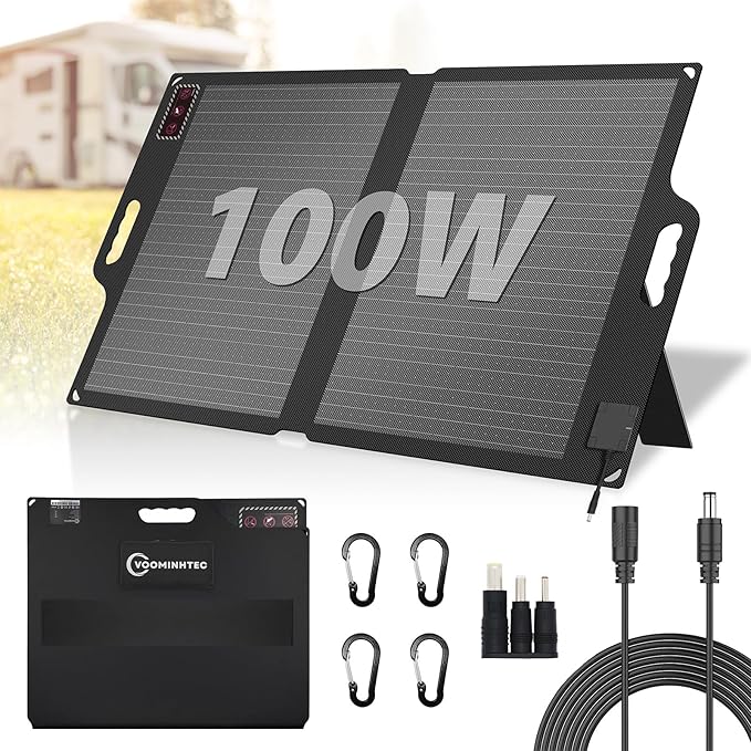 Voominhtec 100W 22V ETFE Folding Portable Solar Panel