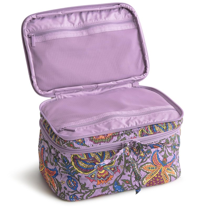 Vera Bradley Women's Premium Cotton Brush Up Cosmetic Case, Colorful Bouquet, One Size