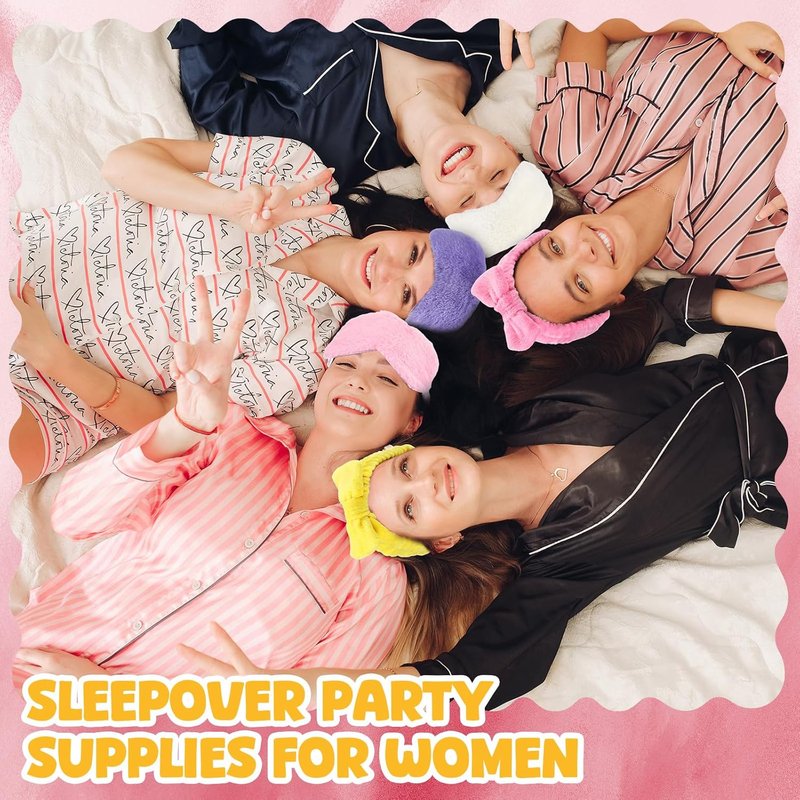 Spa Sleepover Party Supplies - 36 Pcs Plush Eye Masks & Fuzzy Socks | Macaron Colors for Women