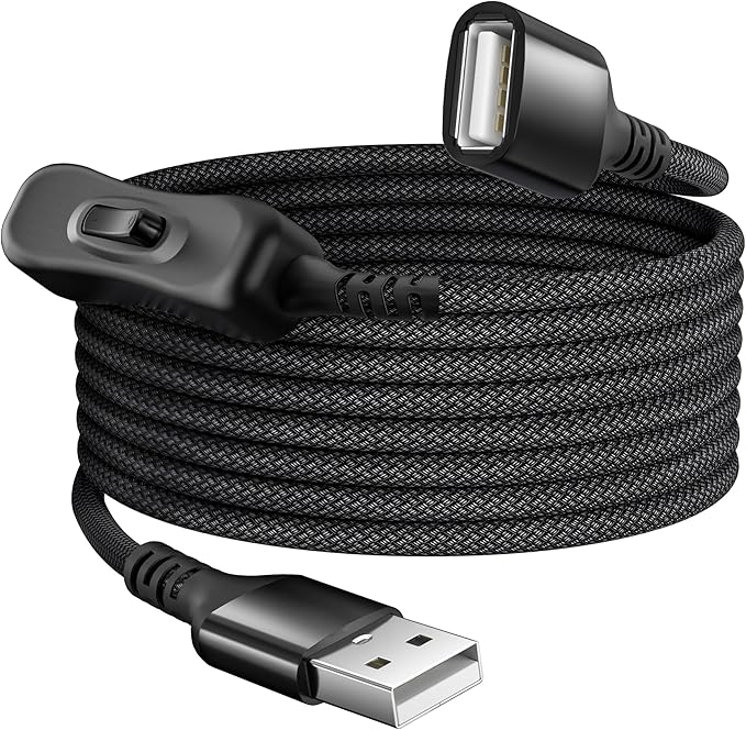 Itramax USB On Off Switch Cable,USB Extension Cable Support Data and Power 6.6FT/2M,Inline Power Switch,Male to Female with Toggle Switch for LED Lamp,LED Light Strips,Driving Recorder
