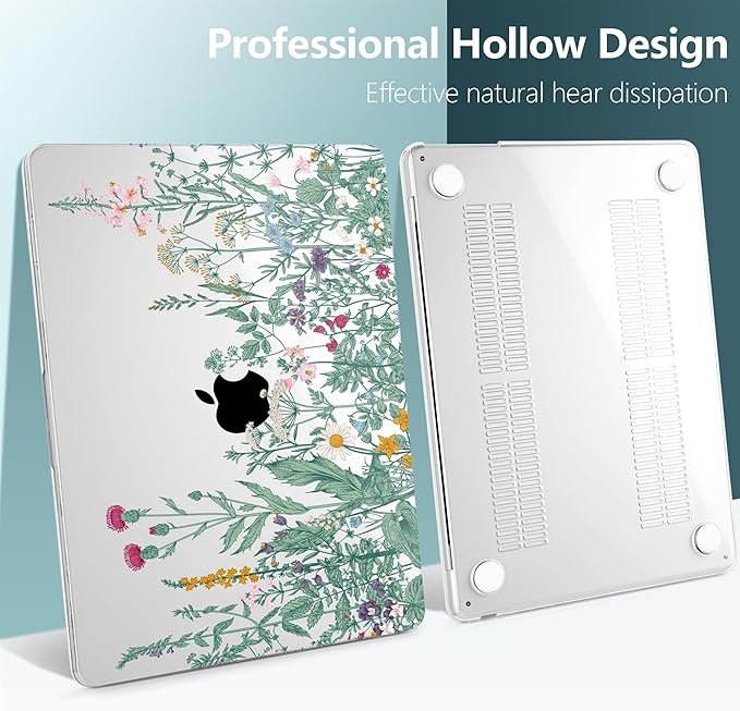 TWOLSKOO for MacBook Air 13 inch Case M5 2026 M4 2025 M3 M2 2024-2022 A3449 A3240 A3113 A2681, Plastic Hard Shell & Keyboard Cover & Screen Film for MacBook Air 13.6 inch Case, Botanical Illustration