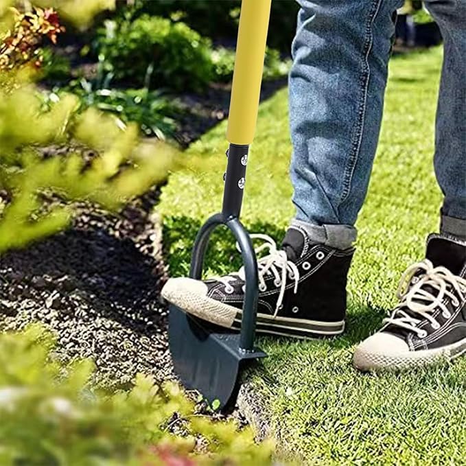 KANASI Lawn Edger, T Handle Stainless Steel Half Moon Tool for Garden Flower Bed and Sidewalk Driveway Edging
