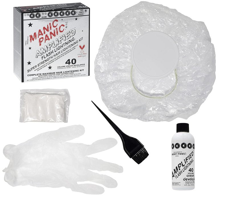 MANIC PANIC Flash Lightning Bleach Kit - 40 Volume Developer & Powder | Lifts Dark Hair Up to 7 Levels, Vegan & Cruelty-Free (2 Pack)