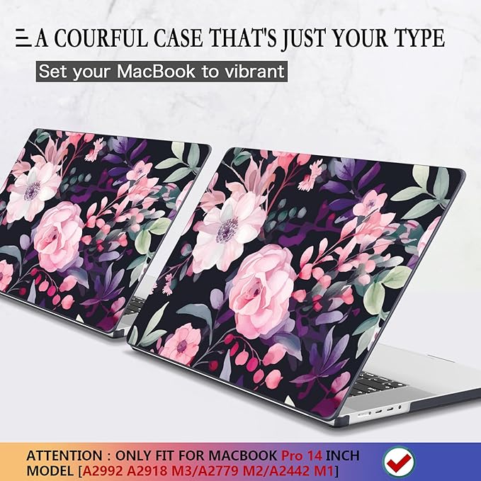 CISSOOK Compatible with MacBook Pro 14 inch Case M5 A3434 M4 A3112 A3185 A3401 M3 A2992 A2918 M2 A2779 M1 A2442 Chip 2026-2021 Release, Plastic Hard Shell for MacBook Pro 14.2, Pink Flowers