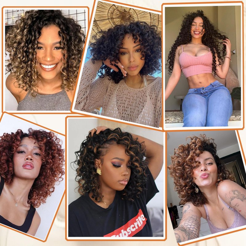 Pre Looped GoGo Curl Crochet Hair Ocean Wave Crochet Braids for Women 12 Inch Ombre Brown Blonde Curly Hair Crochet Deep Water Wave Beach Curl Synthetic Braiding Hair Extensions 7 Packs 1B/30/27