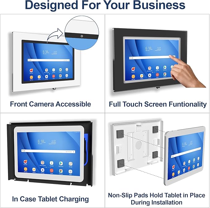 TABcare Locking Anti-Theft Metal Case for Samsung Galaxy TAB A9+ A11+ 11" Tablet for Kiosk, POS, Store, Show Display, Time Clock (White)