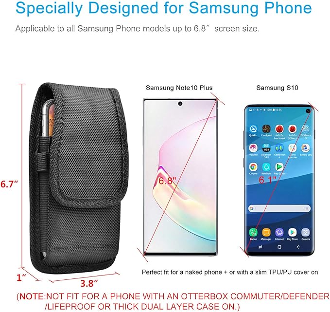 Tiflook for Samsung Galaxy S26 S25 FE S24 S23 S22 S21 S20 A37 5G A17 A36 A16 A55 A35 A15 A26 A56 Note 20 10 Phone Holster Nylon Cell Phone Pouch Belt Holder Carrying Case with Clip, Black