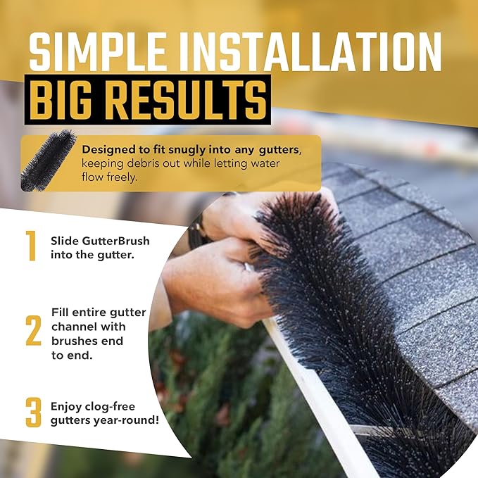 GutterBrush Downspout Guards for 5 Inch Gutters 4 Pieces | 18 in. Each | DIY Leaf Filter, No Tools Needed | Prevents Clogs, Keeps Water Flowing | Easy Installation, Made in USA