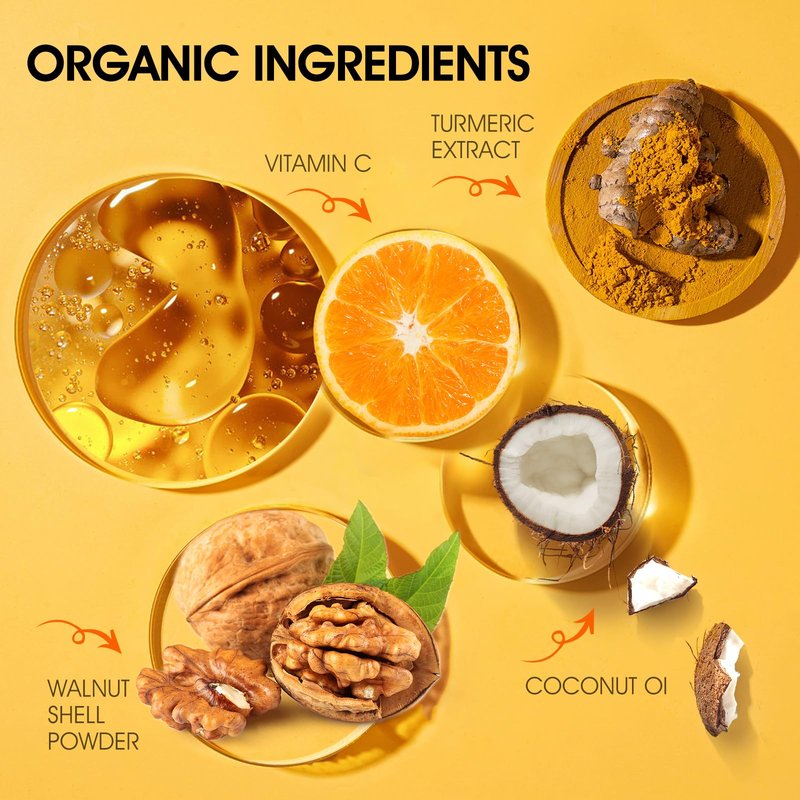 VOERUY Body Scrub, Turmeric Exfoliating Body Scrub, with Coconut Oil & Vitamin C, Bikini Area Exfoliator Gently Exfoliate Body Hand and Foot Scrub, Moisturized Skin for Women and Men, 11.28oz/320g