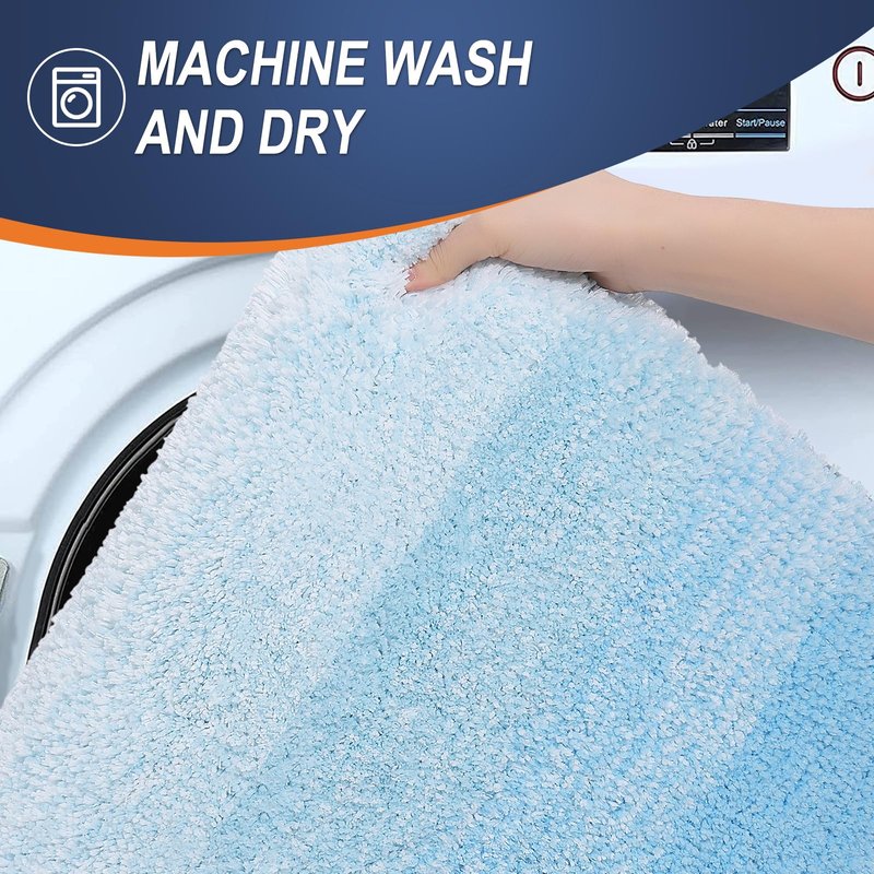 OLANLY Bathroom Runner Rugs Mat 47x20, Extra Soft Absorbent Microfiber Bath Rugs, Rubber Backing, Quick Dry, Washable Long Bath Mats for Bathroom, Tub and Shower, Home Decor Accessories, Sky Blue