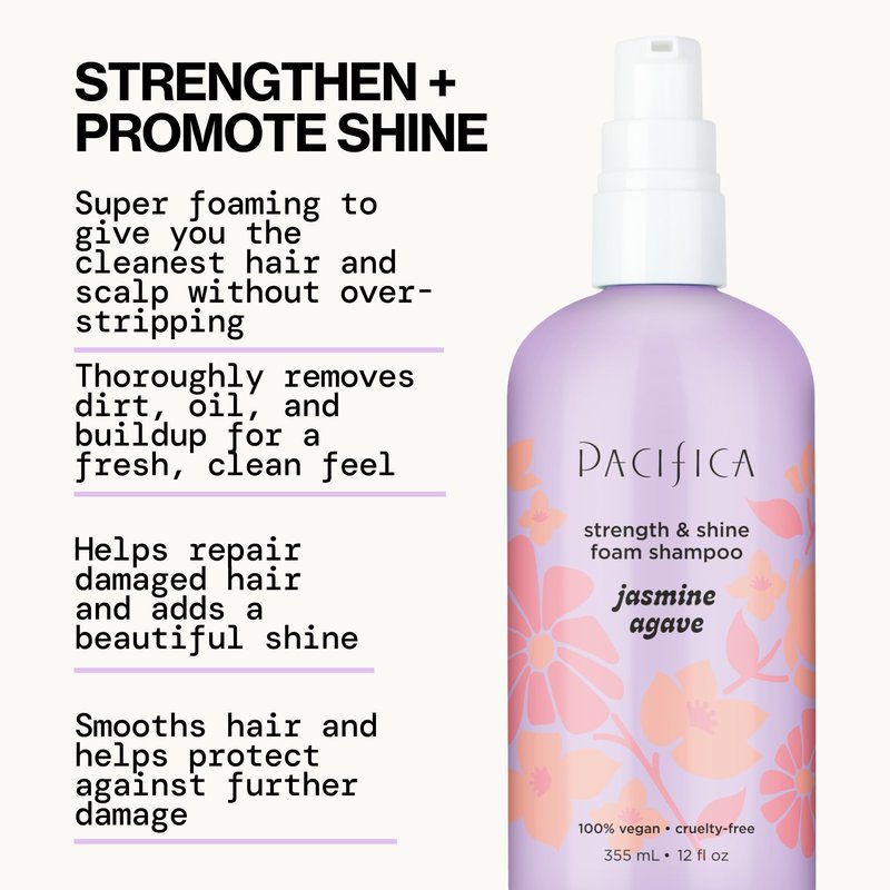 Pacifica Jasmine Agave Strengthening Shampoo & Conditioner Set – Clean Vegan Shampoo & Conditioner for Weak Or Brittle Hair (Including Color-Treated), Stronger Shinier Strands No Silicones or Parabens