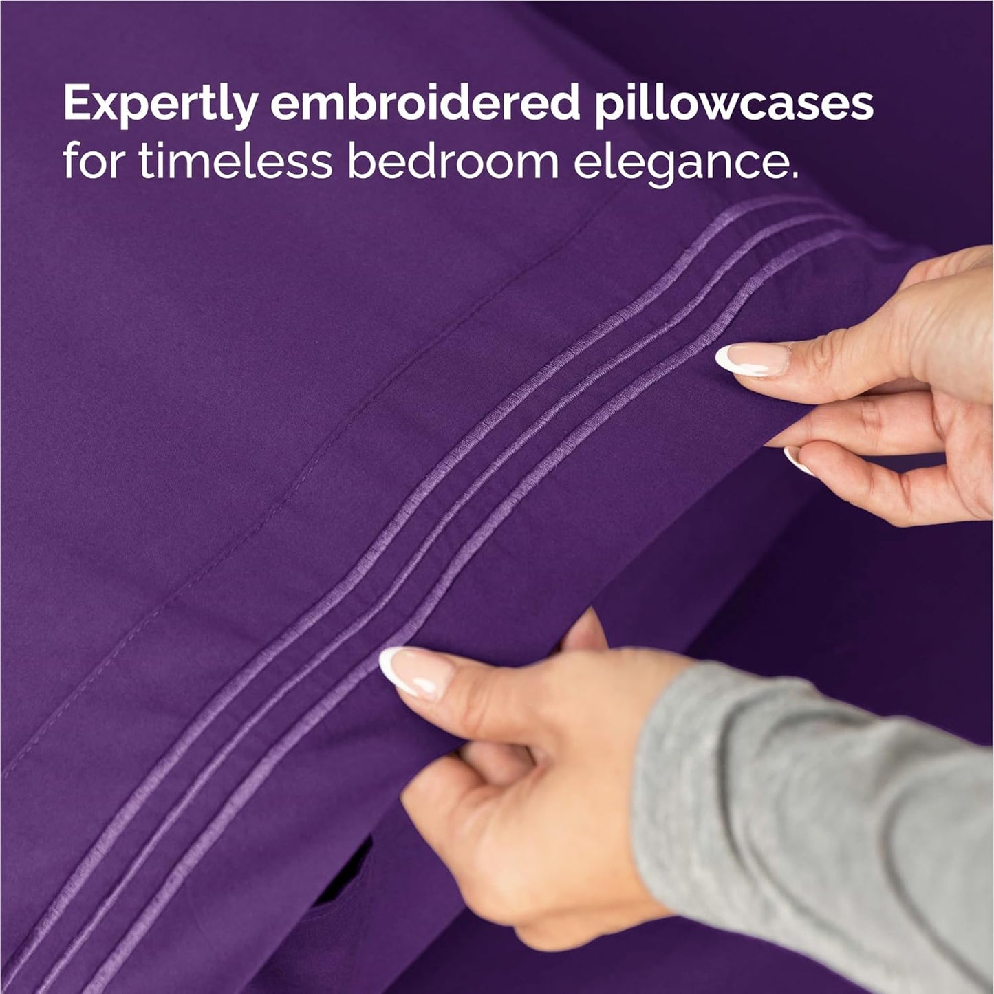 Skiennix Full Size 4-Piece Sheet Set - Ultra-Soft Cooling Bed Sheets | Hotel Luxury Bedding - Deep Pockets, Wrinkle-Free - Purple