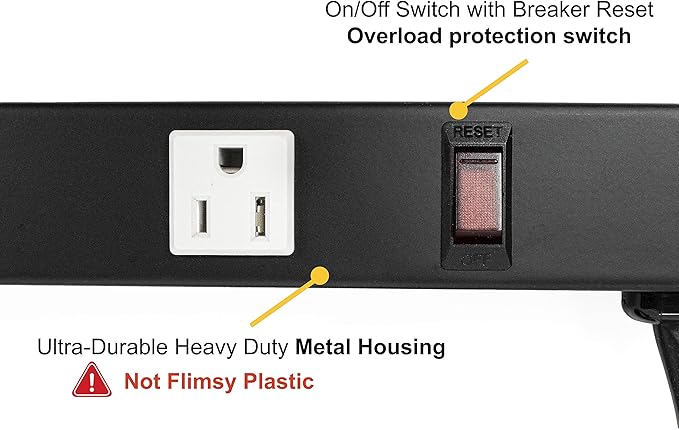 Opentron 12 Outlets 4 Feet Body Heavy Duty Metal Surge Protector Power Strip (4 Feet 12 Outlet 6 Feet Power Cord)