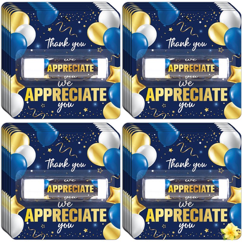 30 Pack Thank You Lip Balm Gifts Bulk, Blue Gold Graduation Lip Balm Gift, Appreciation Party Favor for Teacher Classmate Coworker Employee We Appreciate You Retirement Party Supplies