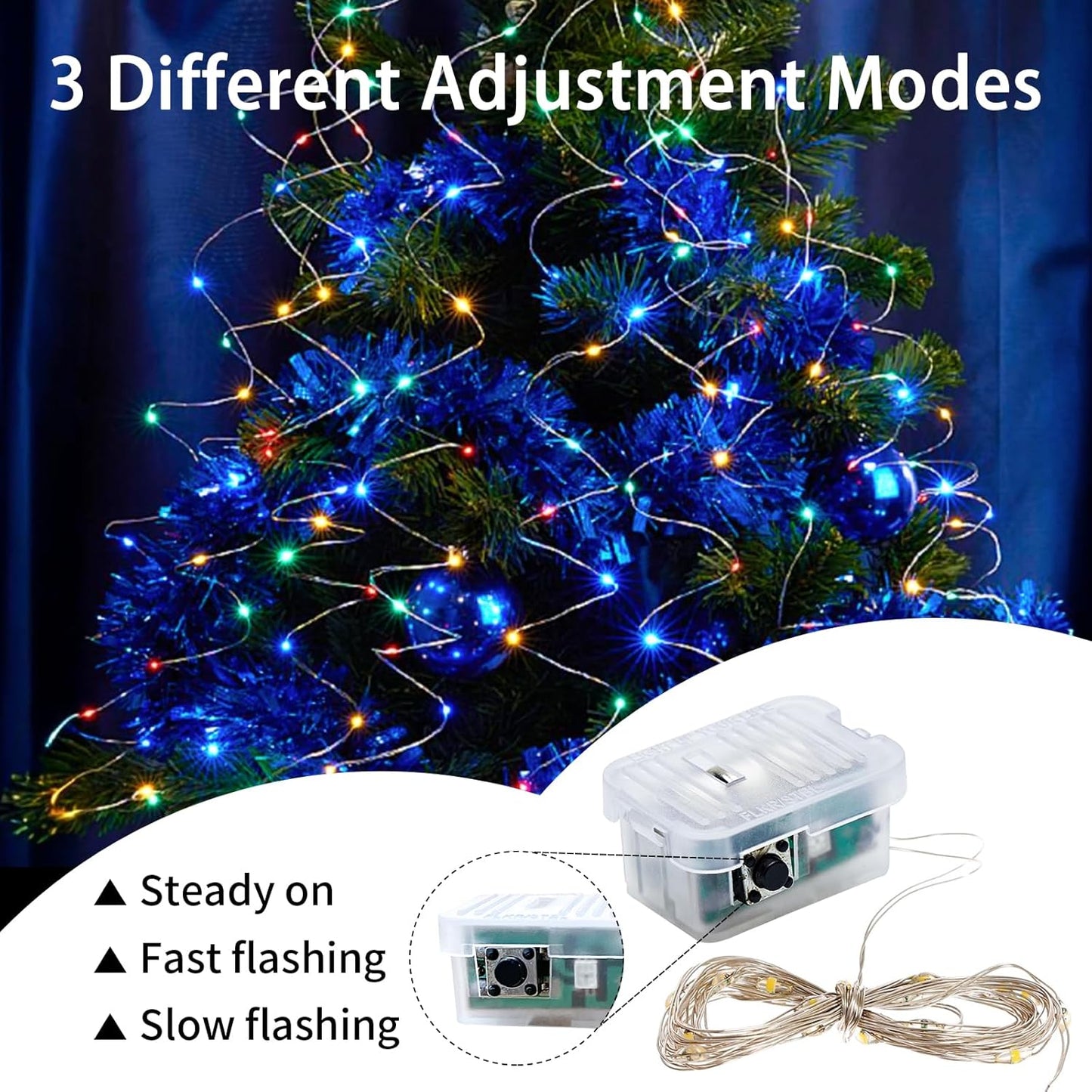 Skiennix 12 Pack Fairy Lights - 7Ft 20 LED Twinkle String Lights | Waterproof & Battery Operated for Parties, Weddings, and Holidays - Rainbow & Blue