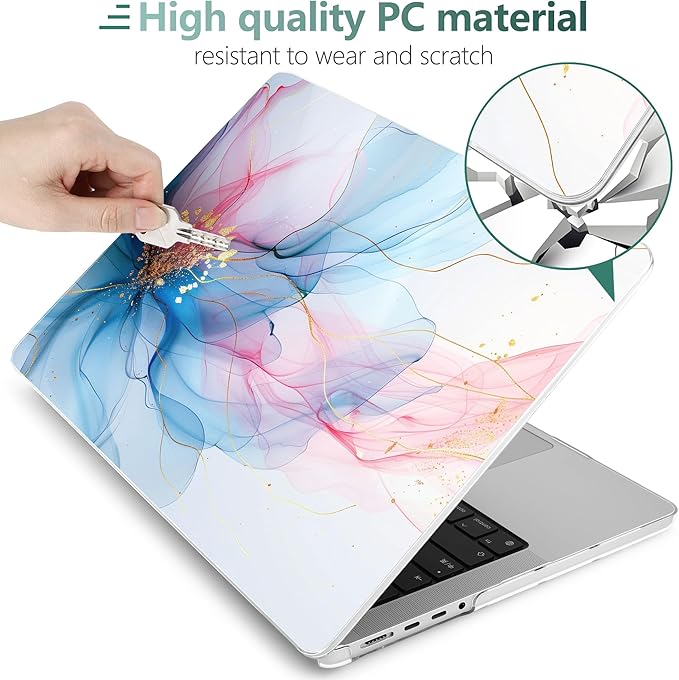 DONGKE for M4 MacBook Pro 16 Inch Case 2024 2023 2021 A3403 A3186 M3 A2991 M2 A2780 M1 A2485 Pro/Max Chip, Plastic Hard Shell Case & Keyboard Cover for Mac Pro 16 with Touch ID, Soft Flowing Colors