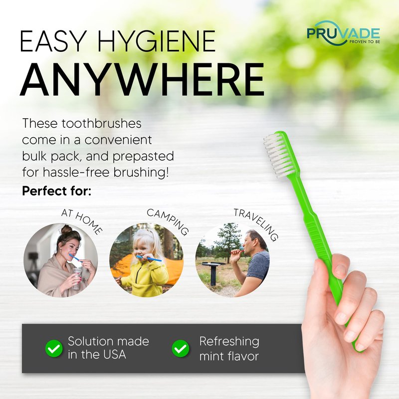 Pruvade 150 Pack Disposable Toothbrushes with Toothpaste, Built in | Prepasted Toothbrushes Individually Wrapped | Single Use Waterless Tooth Brush Soft Bristles for Airbnb, Hotel, Camping, Travel