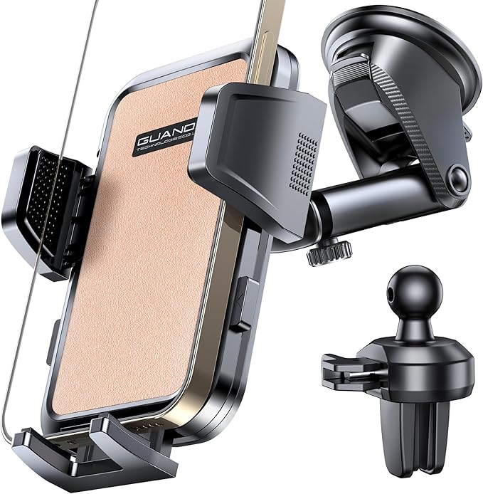 2026 Ultimate Car Phone Holder Mount (+Air Vent Clip) [Military Grade Stable], 360° Rotatable Suction Cup Car Phone Mount for Dashboard Windshield ,Truck Cradle Stand for iPhone 17 16 Pro Max Samsung