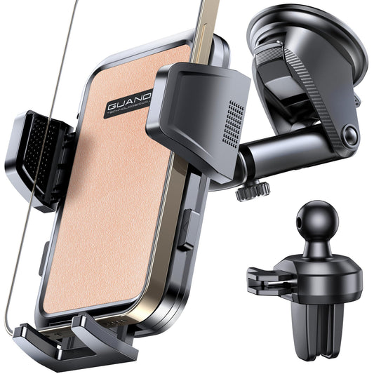2026 Ultimate Car Phone Holder Mount (+Air Vent Clip) [Military Grade Stable], 360° Rotatable Suction Cup Car Phone Mount for Dashboard Windshield ,Truck Cradle Stand for iPhone 17 16 Pro Max Samsung