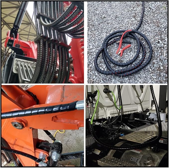 JIAXLTD Spiral Wrap Hose Cable Protector - 1.58" OD x 12' Pre-Cut Lengths-Safe Hose Protector to Avoid Wear and Extend Life for Hydraulic Pneumatic Hoses