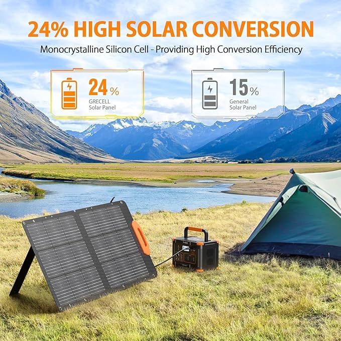 500W Portable Power Station 519.48Wh, Solar Generator with 60W USB-C PD Output, Built-in BMS 120V Pure Sine Wave AC Outlet Backup Lithium Battery for Outdoors Camping Travel Emergency (Peak 1000W)