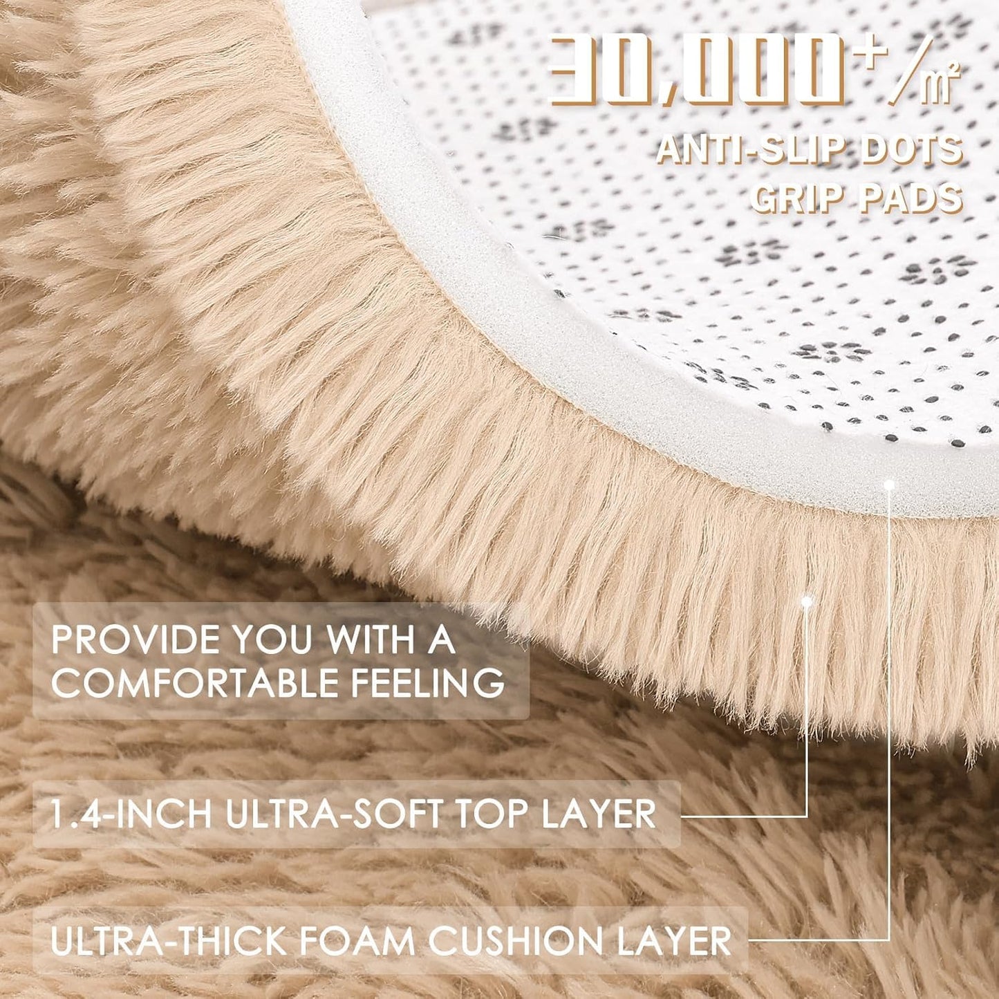OLANLY Large Area Rug - Soft Fluffy Shaggy Carpet for Living Room & Bedroom | 7x10 ft, Beige