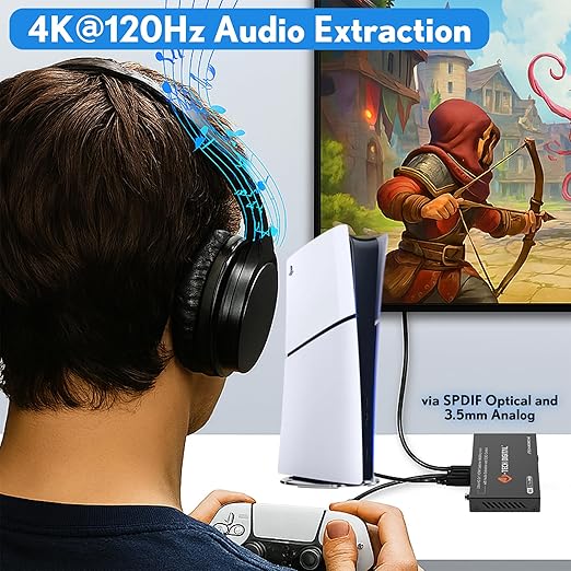 J-Tech Digital 8K HDMI Switch 2 in 1 Out 8K@60Hz 4K@120Hz 1080P@240Hz, HDMI Audio Extraction to Optical & 3.5mm, HDR HDCP 2.3 EDID Control, Compatible with PS5 PS4 Xbox Switch Apple TV Roku Fire TV