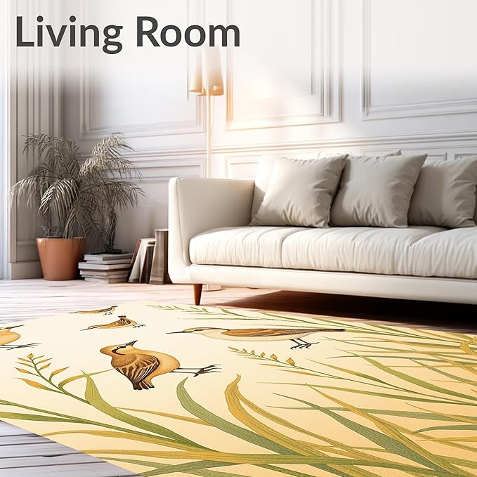 Flatwoven High Traffic Area Rug 8, Delightful Wetland Wildlife Motifs with Charming Marsh Artwork, Non Slip, Stain Resistant, Washable Area Rugs for Living Room, Bedroom (Brown, 8)