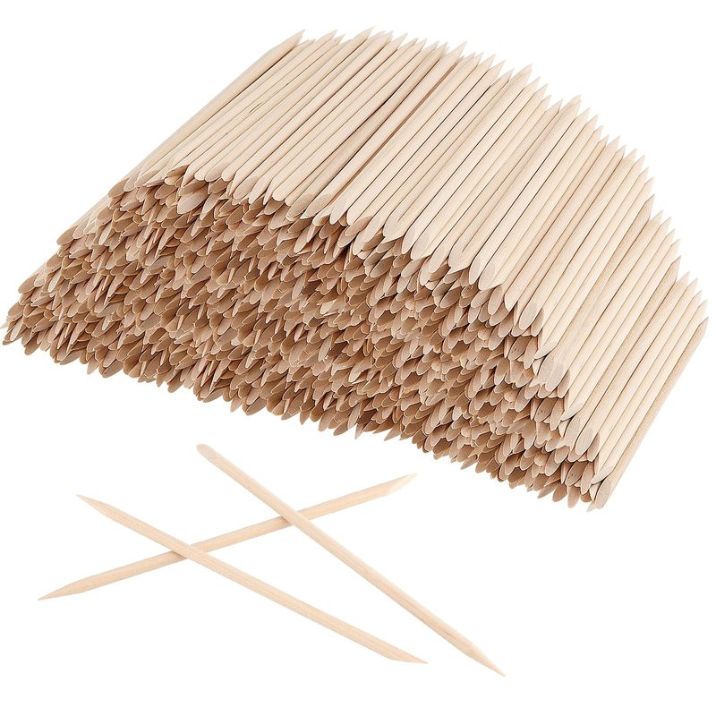 SOUJAP 2400Pcs 4.5 Inch Orange Wood Nail Sticks, Double Sided Wood Cuticle Pusher Tool, Wooden Cuticle Sticks for Manicure, Pedicure