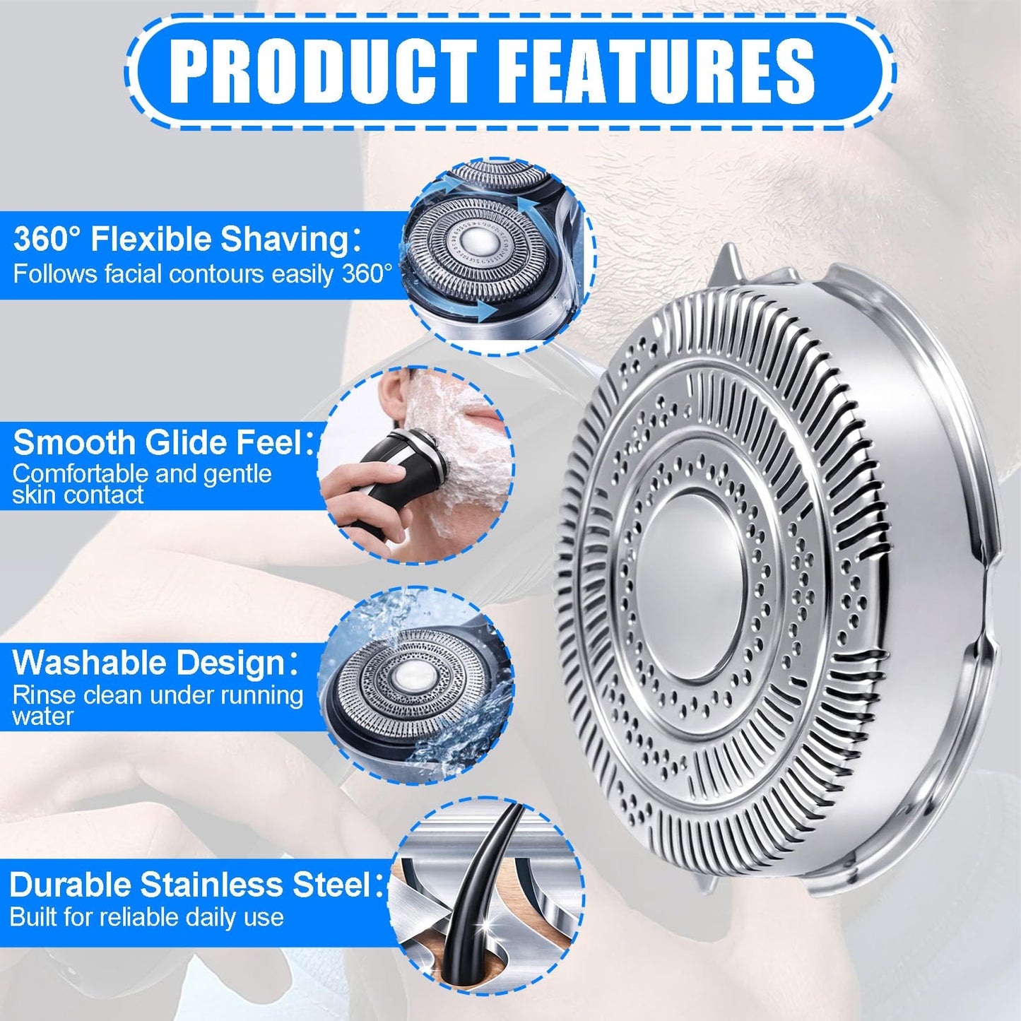 HQ9 Replacement Heads, Shaver Heads Blades Cutter Replacement for Compatible with Philipss Nore-lcos SpeedXL 8240XL 8140XL 8150XL 8160XL 8170XL, 8100 Series, 8200 Series, 9100 Series, and PT/AT900