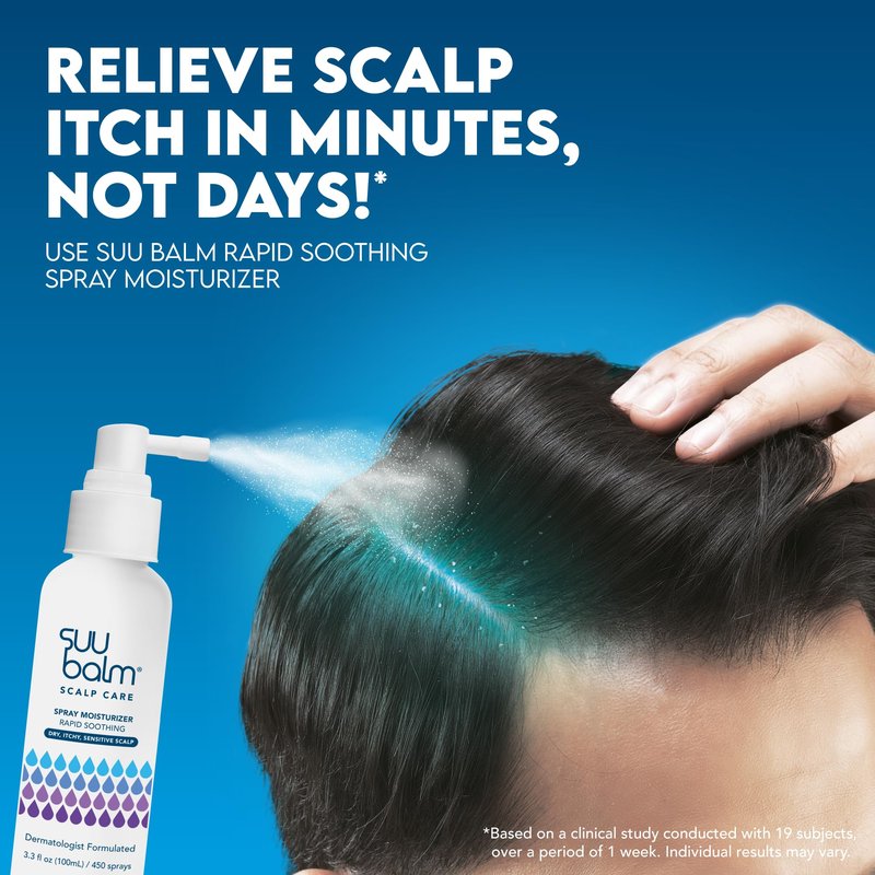 Suu Balm Dry Scalp Treatment, Rapid Itch Relief Anti-Dandruff Scalp Spray Moisturizer, Cooling Itchy Scalp Treatment for Flaky Sensitive & Psoriasis, Cooling Menthol & 5 Ceramides, 1.35 fl oz